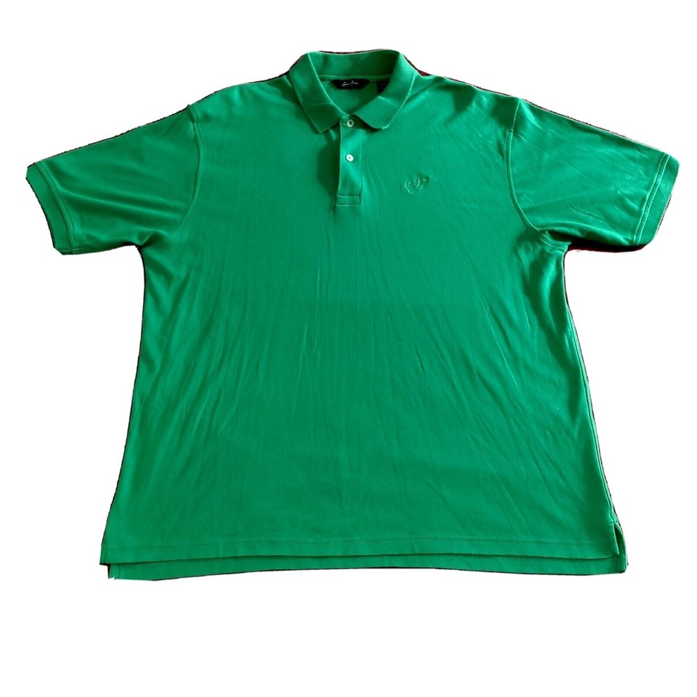 Sean John Men's XXL 2XL Polo Shirt Green 2 Button Short Sleeve Embroidered Logo